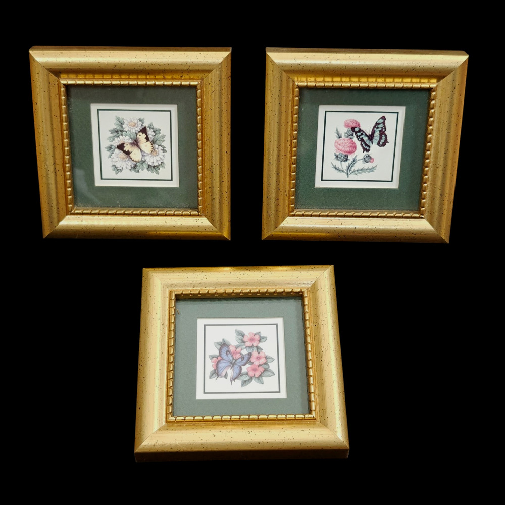 3 Heartfelt Collection Butterflies & Blossoms 4” Kathy Seek Art Prints Framed
